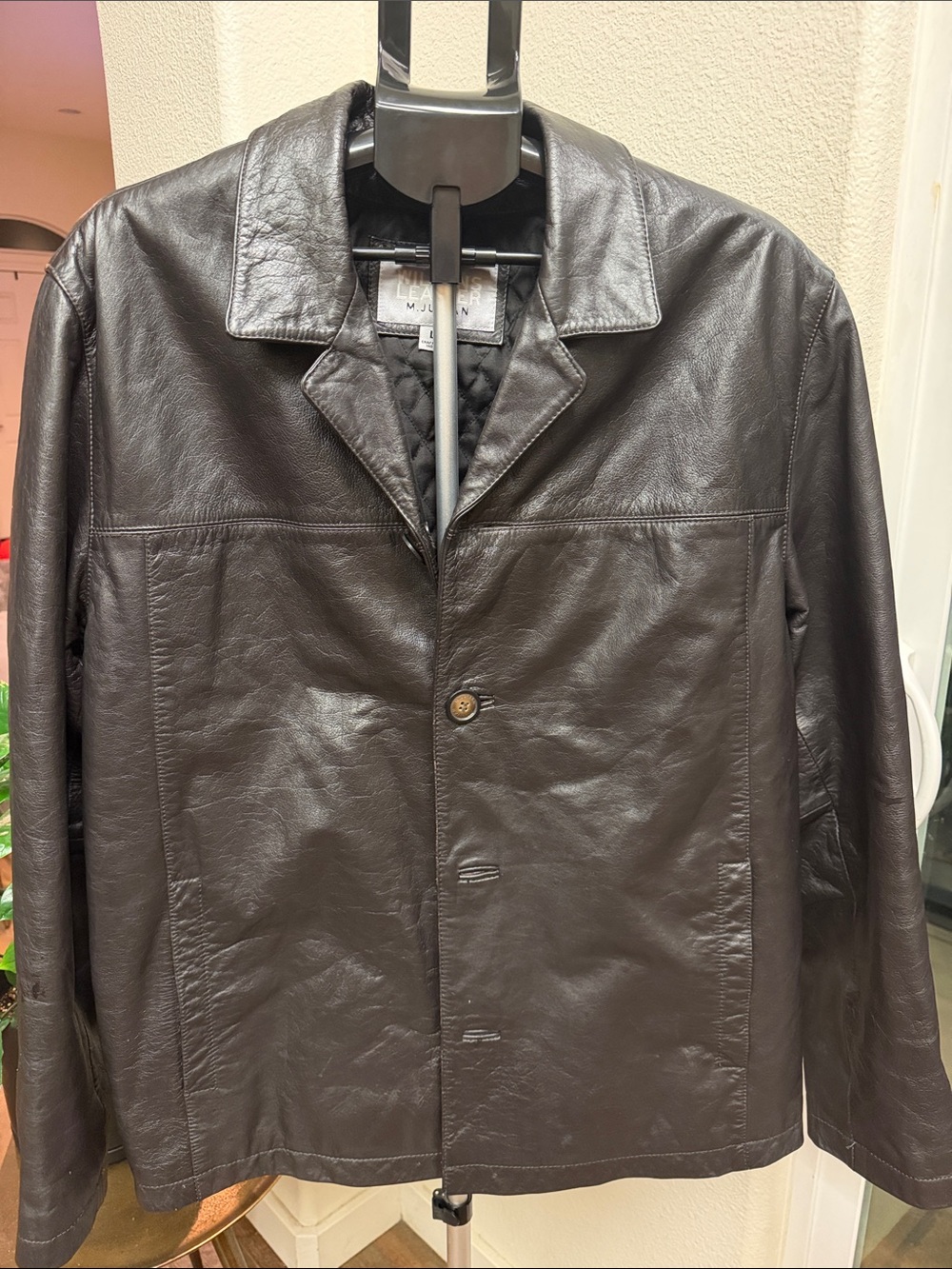 Vintage Wilsons M.Julian Leather Dark Brown Leather Car Coat L Y2K 90s Fashion